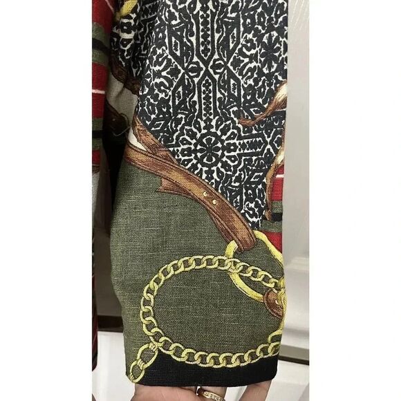 Raphael Lorenzo Vintage 1980s Gold Chain Print Blazer Women’s Sz Medium - Picture 4 of 8